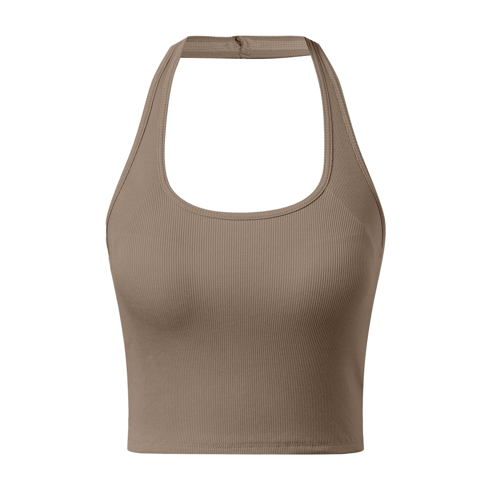 thumbnail image 1 of Camisetas sin mangas para mujer con sujetador incorporado, diseño con tirantes en el cuello, tejido transpirable, camisola informal de verano para interior y exterior., 1 of 3